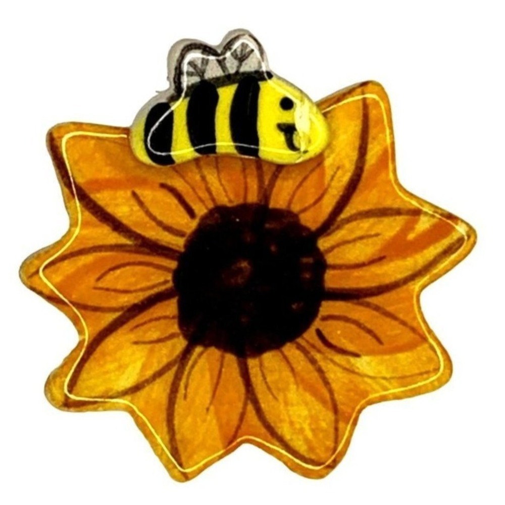 Cute‎ Bee Sunflower Pin Brooch Whimsical Insect Flower Jewelry Accessory